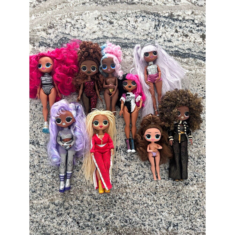 L.O.L. Surprise! O.M.G. Fashion Doll Lot w/ Outfits, Curly/Straight/Wavy Hair